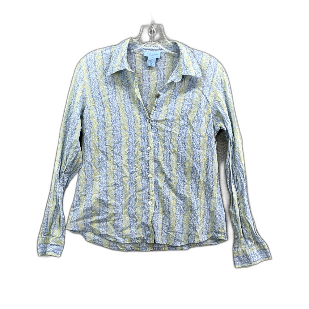 So Blue Sigrid Olsen Shirt Womens S Floral Button Up Corpore Minimalist Classic